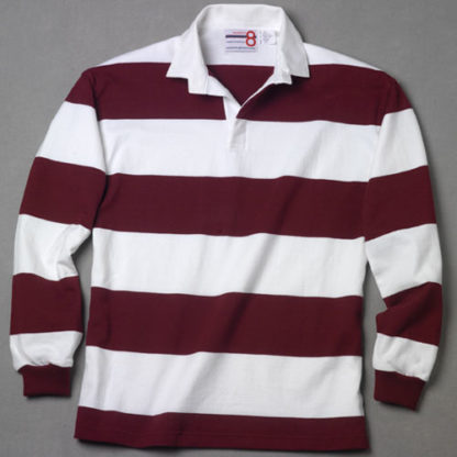White Burgundy Rugby Shirt – number 8 rugby shirts