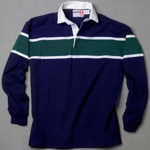 Navy with Green and White Rugby Shirt – number 8 rugby shirts